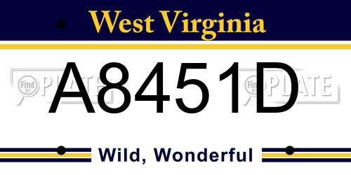 A8451D West Virginia License Plate