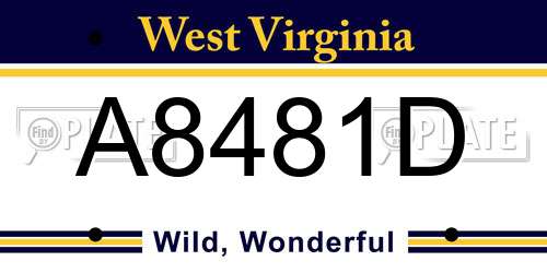 A8481D West Virginia License Plate