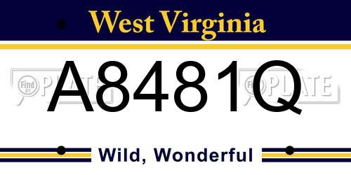 A8481Q West Virginia License Plate