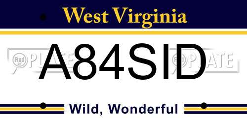 A84SID West Virginia License Plate