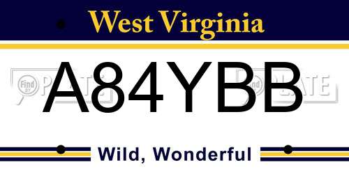 A84YBB West Virginia License Plate
