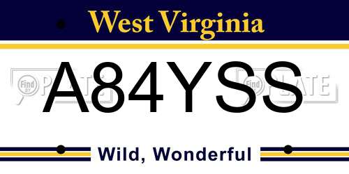 A84YSS West Virginia License Plate