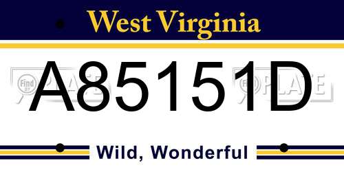 A85151D West Virginia License Plate