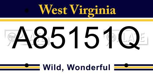 A85151Q West Virginia License Plate