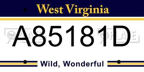 A85181D West Virginia License Plate