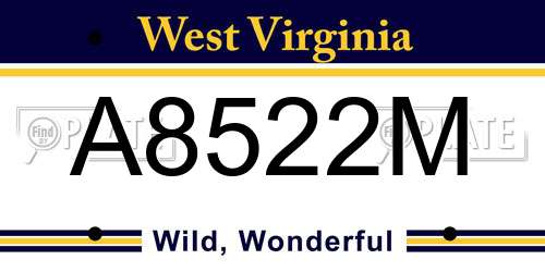 A8522M West Virginia License Plate