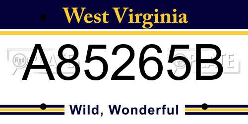A85265B West Virginia License Plate