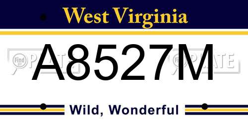 A8527M West Virginia License Plate