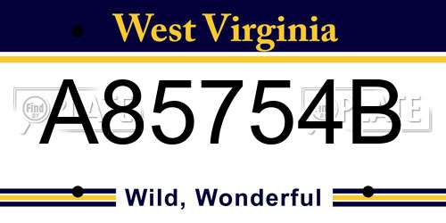 A85754B West Virginia License Plate
