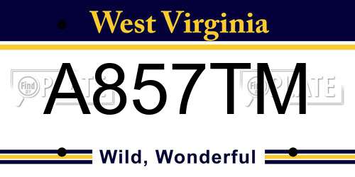 A857TM West Virginia License Plate