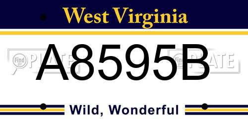 A8595B West Virginia License Plate