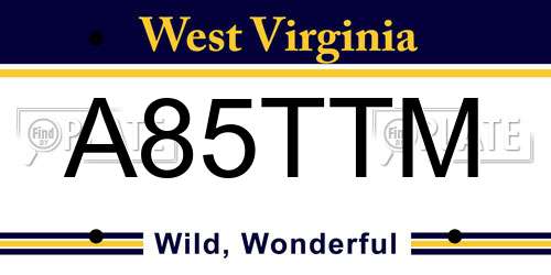 A85TTM West Virginia License Plate