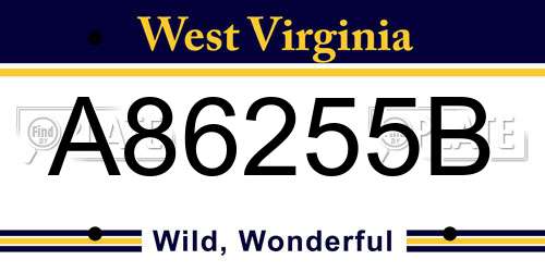 A86255B West Virginia License Plate