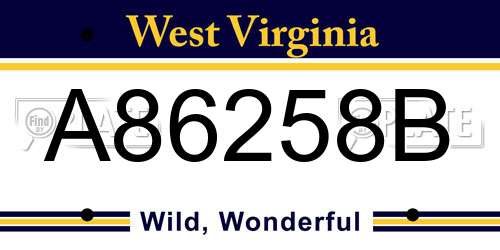 A86258B West Virginia License Plate