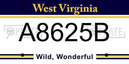 A8625B West Virginia License Plate