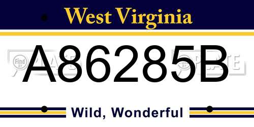 A86285B West Virginia License Plate