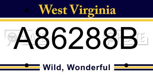 A86288B West Virginia License Plate