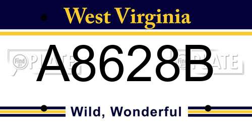 A8628B West Virginia License Plate