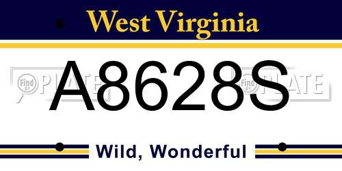 A8628S West Virginia License Plate