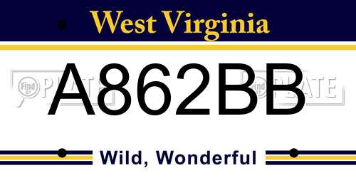 A862BB West Virginia License Plate