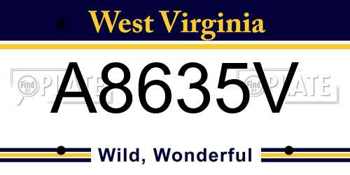 A8635V West Virginia License Plate