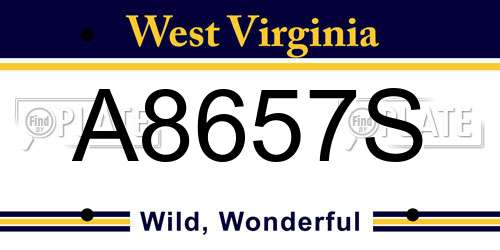 A8657S West Virginia License Plate