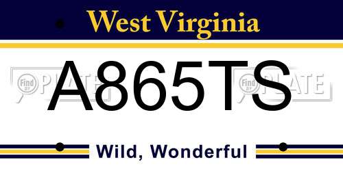 A865TS West Virginia License Plate