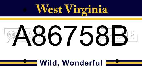 A86758B West Virginia License Plate
