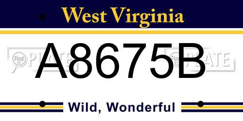 A8675B West Virginia License Plate