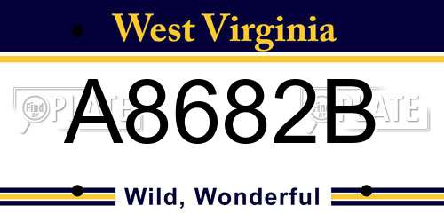 A8682B West Virginia License Plate