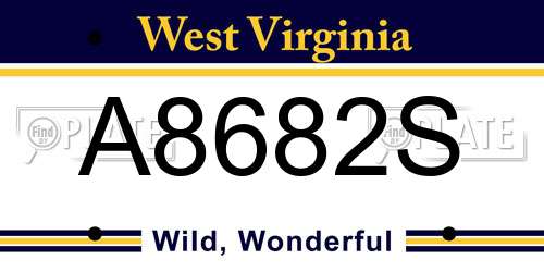 A8682S West Virginia License Plate