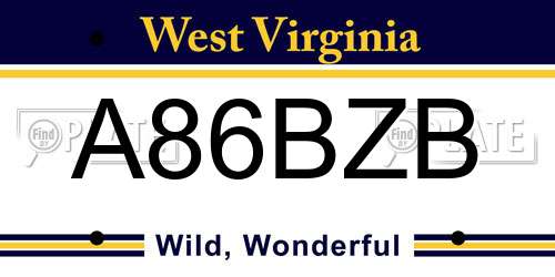 A86BZB West Virginia License Plate