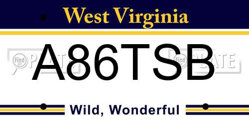 A86TSB West Virginia License Plate