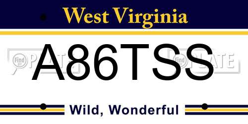 A86TSS West Virginia License Plate