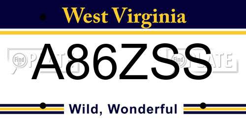 A86ZSS West Virginia License Plate