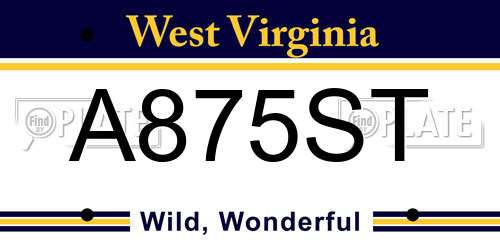 A875ST West Virginia License Plate