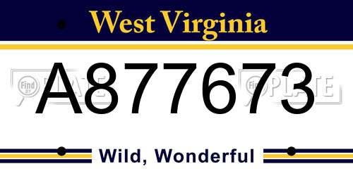 A877673 West Virginia License Plate