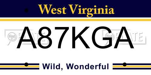 A87KGA West Virginia License Plate
