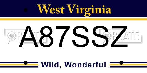 A87SSZ West Virginia License Plate