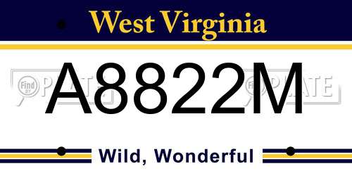 A8822M West Virginia License Plate