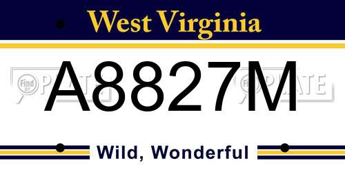 A8827M West Virginia License Plate