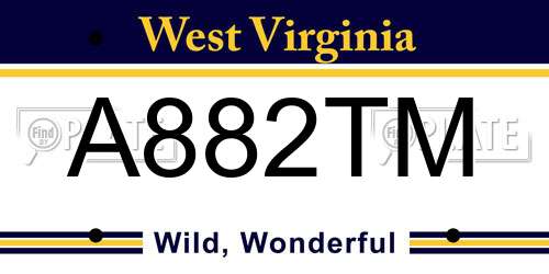 A882TM West Virginia License Plate