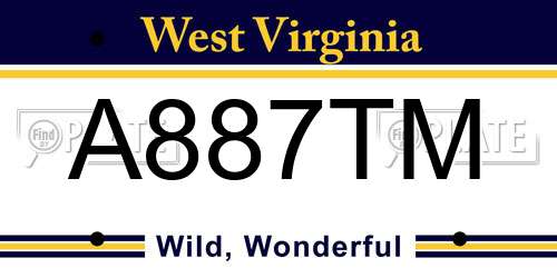A887TM West Virginia License Plate