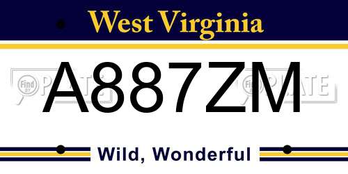 A887ZM West Virginia License Plate