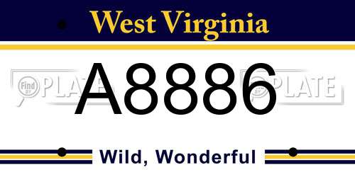 A8886 West Virginia License Plate