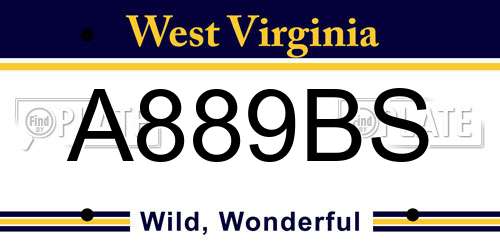 A889BS West Virginia License Plate