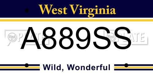 A889SS West Virginia License Plate