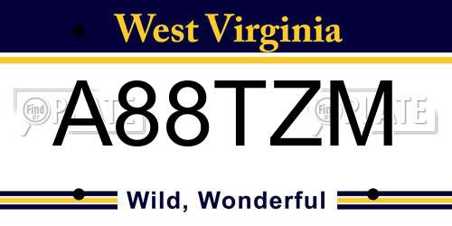 A88TZM West Virginia License Plate