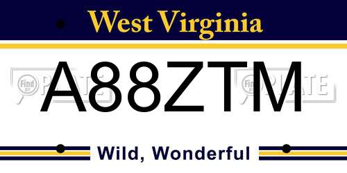 A88ZTM West Virginia License Plate