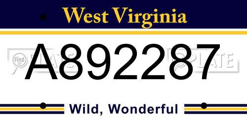 A892287 West Virginia License Plate